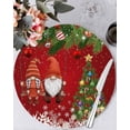 thumbnail image 1 of 15 Inch Round Placemats Set of 6, Red Gnomes Christmas Non Slip Heat Insulation PP Table Mats, Xmas Tree Balls Snowflake Washable Place Mats for Kitchen Dining Party Table Decor, 1 of 7