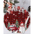 thumbnail image 1 of 15 Inch Round Placemats Set of 6, Red Plaid Christmas Non Slip Heat Insulation PP Table Mats, Xmas Snowman Truck Tree Balls Washable Place Mats for Kitchen Dining Party Table Decor, 1 of 7