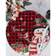 thumbnail image 1 of 15 Inch Round Placemats Set of 6, Red Plaid Snowman Christmas Non Slip Heat Insulation PP Table Mats, Winter Snowflake Xmas Gifts Washable Place Mats for Kitchen Dining Party Table Decor, 1 of 7