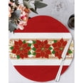 thumbnail image 1 of 15 Inch Round Placemats Set of 6, Red Poinsettia Christmas Non Slip Heat Insulation PP Table Mats, Xmas Botanical Winter Floral Washable Place Mats for Kitchen Dining Party Table Decor, 1 of 4