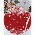 thumbnail image 1 of 15 Inch Round Placemats Set of 6, Red Snowflake Christmas Non Slip Heat Insulation PP Table Mats, Winter Xmas Star Snowflake Washable Place Mats for Kitchen Dining Party Table Decor, 1 of 7