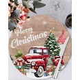 thumbnail image 1 of 15 Inch Round Placemats Set of 6, Red Truck Christmas Non Slip Heat Insulation PP Table Mats, Gnomes Xmas Tree Snowflake Gifts Wooden Washable Place Mats for Kitchen Dining Party Table Decor, 1 of 7