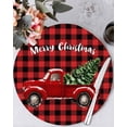 thumbnail image 1 of 15 Inch Round Placemats Set of 6, Red Truck Christmas Non Slip Heat Insulation PP Table Mats, Xmas Tree Snowflake Plaid Washable Place Mats for Kitchen Dining Party Table Decor, 1 of 7