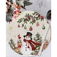 thumbnail image 1 of 15 Inch Round Placemats Set of 6, Rustic Christmas Snowman Non Slip Heat Insulation PP Table Mats, Xmas Snowflake Elk Tree Balls Washable Place Mats for Kitchen Dining Party Table Decor, 1 of 7
