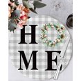 thumbnail image 1 of 15 Inch Round Placemats Set of 6, Rustic Home Non Slip Heat Insulation PP Table Mats, Eucalyptus Leaves Farmhouse Wreath Plaid Washable Place Mats for Kitchen Dining Party Table Decor, 1 of 7