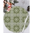 thumbnail image 1 of 15 Inch Round Placemats Set of 6, Sage Green Boho Non Slip Heat Insulation PP Table Mats, Farmhouse Chic Abstract Patterned Washable Place Mats for Kitchen Dining Party Table Decor, 1 of 7