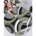 thumbnail image 1 of 15 Inch Round Placemats Set of 6, Sage Green Geometric Non Slip Heat Insulation PP Table Mats, Grey Retro Abstract Striped Art Washable Place Mats for Kitchen Dining Party Table Decor, 1 of 7