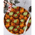 thumbnail image 1 of 15 Inch Round Placemats Set of 6, Sage Green Pumpkin Fall Non Slip Heat Insulation PP Table Mats, Thanksgiving Maple Leaves Autumn Washable Place Mats for Kitchen Dining Party Table Decor, 1 of 7