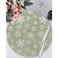 thumbnail image 1 of 15 Inch Round Placemats Set of 6, Sage Green Snowflake Christmas Non Slip Heat Insulation PP Table Mats, Winter Xmas Snowflakes Washable Place Mats for Kitchen Dining Party Table Decor, 1 of 7