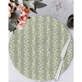 thumbnail image 1 of 15 Inch Round Placemats Set of 6, Sage Green Spring Leaves Non Slip Heat Insulation PP Table Mats, Pastoral Botanical Striped Flowers Washable Place Mats for Kitchen Dining Party Table Decor, 1 of 7