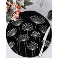 thumbnail image 1 of 15 Inch Round Placemats Set of 6, Spring Dandelion Non Slip Heat Insulation PP Table Mats, Modern Country Flower Black White Washable Place Mats for Kitchen Dining Party Table Decor, 1 of 7