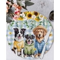 thumbnail image 1 of 15 Inch Round Placemats Set of 6, Spring Dog Non Slip Heat Insulation PP Table Mats, Sunflower Daisy Botanical Blue Plaid Washable Place Mats for Kitchen Dining Party Table Decor, 1 of 7