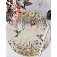 thumbnail image 1 of 15 Inch Round Placemats Set of 6, Spring Floral Non Slip Heat Insulation PP Table Mats, Daisy Sunflowers Wisteria Hummingbird Beige Washable Place Mats for Kitchen Dining Party Table Decor, 1 of 7