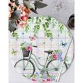 thumbnail image 1 of 15 Inch Round Placemats Set of 6, Spring Non Slip Heat Insulation PP Table Mats, Bicycles Botanical Leaves Rose Colorful Stripes Washable Place Mats for Kitchen Dining Party Table Decor, 1 of 7