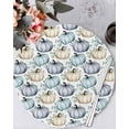 thumbnail image 1 of 15 Inch Round Placemats Set of 6, Teal Blue Pumpkin Non Slip Heat Insulation PP Table Mats, Thanksgiving Green Eucalyptus Autumn Washable Place Mats for Kitchen Dining Party Table Decor, 1 of 7