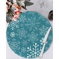 thumbnail image 1 of 15 Inch Round Placemats Set of 6, Teal Snowflake Christmas Non Slip Heat Insulation PP Table Mats, Xmas Snowflake Washable Place Mats for Kitchen Dining Party Table Decor, 1 of 7