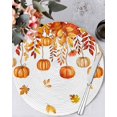 thumbnail image 1 of 15 Inch Round Placemats Set of 6, Thanksgiving Fall Pumpkins Non Slip Heat Insulation PP Table Mats, Orange Maple Leaf Autumn Washable Place Mats for Kitchen Dining Party Table Decor, 1 of 7