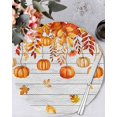 thumbnail image 1 of 15 Inch Round Placemats Set of 6, Thanksgiving Pumpkins Fall Non Slip Heat Insulation PP Table Mats, Orange Maple Leaf Vintage Washable Place Mats for Kitchen Dining Party Table Decor, 1 of 7