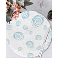thumbnail image 1 of 15 Inch Round Placemats Set of 6, Turquoise Conch Coastal Non Slip Heat Insulation PP Table Mats, Nautical Summer Beach Ocean Sea Washable Place Mats for Kitchen Dining Party Table Decor, 1 of 7