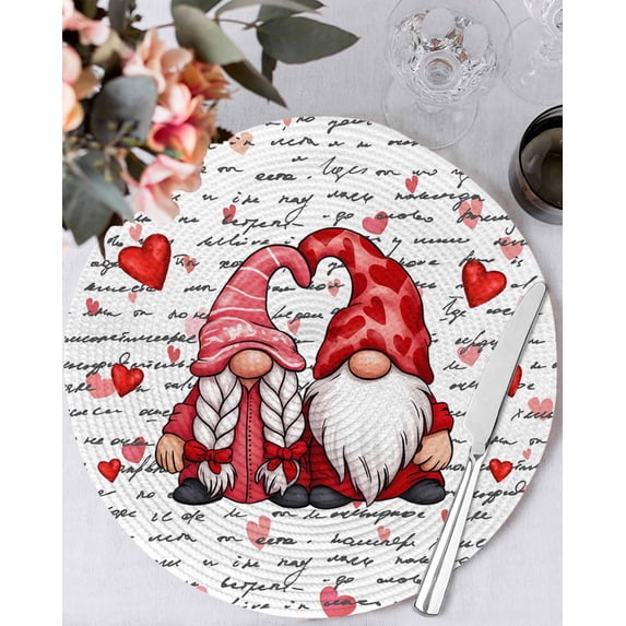 15 Inch Round Placemats Set of 6, Valentine's Day Non Slip Heat ...