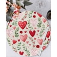 thumbnail image 1 of 15 Inch Round Placemats Set of 6, Valentines Non Slip Heat Insulation PP Table Mats, Pink Red Love Heart Green Botanical Spring Washable Place Mats for Kitchen Dining Party Table Decor, 1 of 7