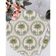 thumbnail image 1 of 15 Inch Round Placemats Set of 6, Vintage Palm Trees Non Slip Heat Insulation PP Table Mats, Summer Botanical Retro Art Washable Place Mats for Kitchen Dining Party Table Decor, 1 of 7