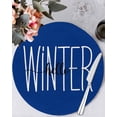 thumbnail image 1 of 15 Inch Round Placemats Set of 6, Winter Navy Blue Non Slip Heat Insulation PP Table Mats, Christmas Xmas Modern Minimalist Words Art Washable Place Mats for Kitchen Dining Party Table Decor, 1 of 7