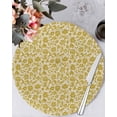 thumbnail image 1 of 15 Inch Round Placemats Set of 6, Yelllow Floral Non Slip Heat Insulation PP Table Mats, Vintage Rustic Plants Flowers Spring Washable Place Mats for Kitchen Dining Party Table Decor, 1 of 7