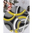 thumbnail image 1 of 15 Inch Round Placemats Set of 6, Yellow Geometric Non Slip Heat Insulation PP Table Mats, Gray Black Retro Abstract Stripes Lines Washable Place Mats for Kitchen Dining Party Table Decor, 1 of 7