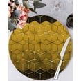 thumbnail image 1 of 15 Inch Round Placemats Set of 6, Yellow Geometric Non Slip Heat Insulation PP Table Mats, Modern Abstract Art Ombre Washable Place Mats for Kitchen Dining Party Table Decor, 1 of 7