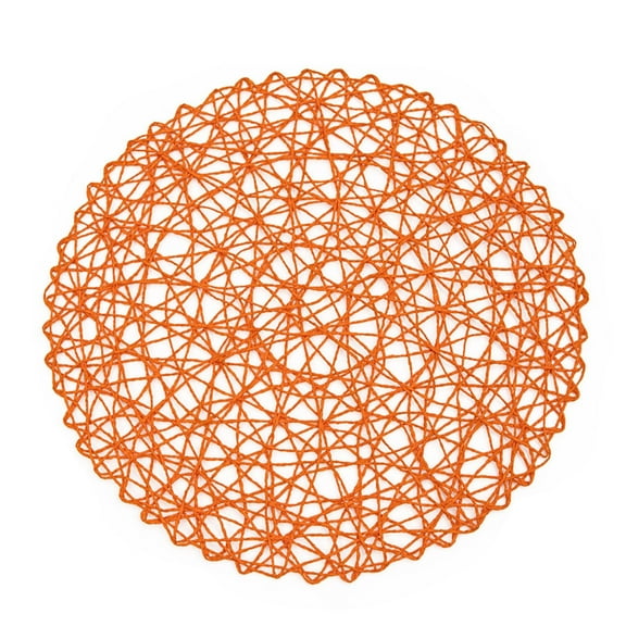 15 Inch Round Woven Placemats for Dining Table, Boho Decorative Paper Place Mats, Heat Resistant Table Decor for Wedding, Christmas, Thanksgiving & Parties,Tangerine