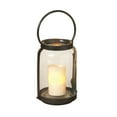 thumbnail image 1 of 15 Inch Rounded Glass and Black Metal Lantern, 1 of 2