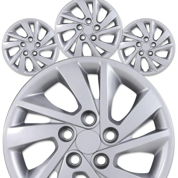15 Inch Silver Lacquer Hubcaps for 2017-2020 Hyundai Elantra Sedan Steel Wheels, Set of 4 PP Material Wheel Rim Cover, Bolt-On Design Hub Caps - 15” Silver Lacquer 4-Pack