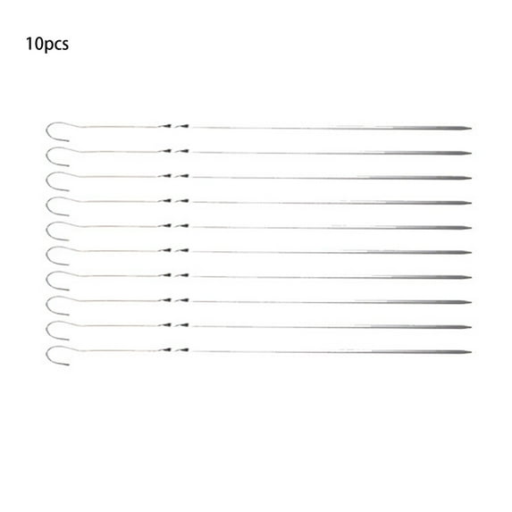 15 Inch Stainless Steel BBQ Skewers (10-Pack) - Square Metal Kabob Sticks for Grilling - Reusable Kebob Skewer Set for Outdoor Cooking & Camping