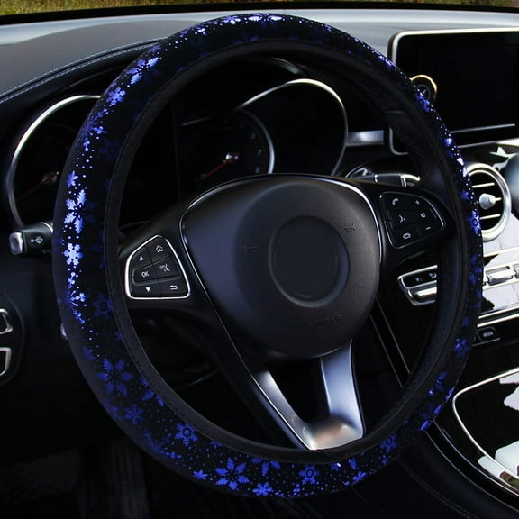 15 Inch Steering Wheel Cover for Toyota Nissan Mazda Cars - 37-38cm Sparkling Snowflake Design