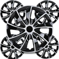 15-Inch Universal Premium Silver Lacquer & Black Lacquer Hubcaps Wheel Cover Replacement R15 Hub Caps Universal Wheel Rim Cover Snap On Car Truck SUV (15 Inch Hubcaps Set of 4)