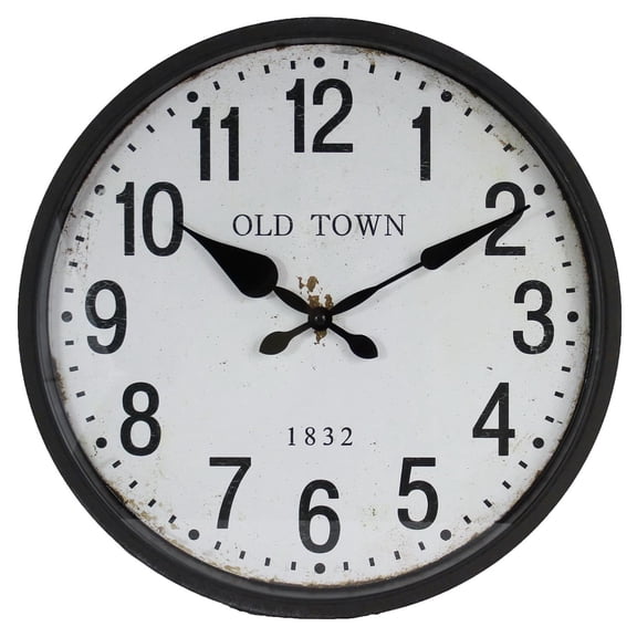 15 Inch Vintage Wall Clock Old Town Classic Style Black White Dial