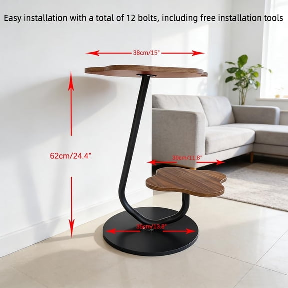 15 Inch W x 24.4 Inch H Petal-Shaped Cloud Flower Side Table with Floral Design for Bedroom Living Room Tiered Plant Stand