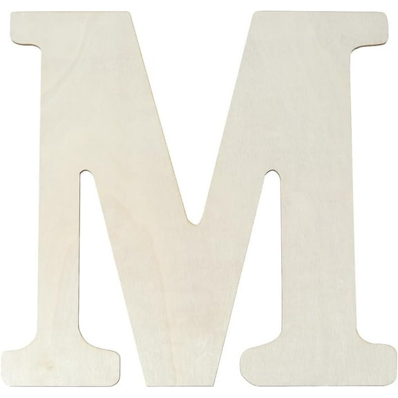 15 Inch White Letter M Wooden Alphabet Letter Cutouts Wood Paintable MDF Board Unfinished Blank Alphabet Words for DIY Craft Projects Birthday Wedding Christmas Party Home Decoration