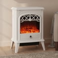 thumbnail image 1 of 15-Inch White Vintage Integrated Electric Fireplace Heater, 1 of 6