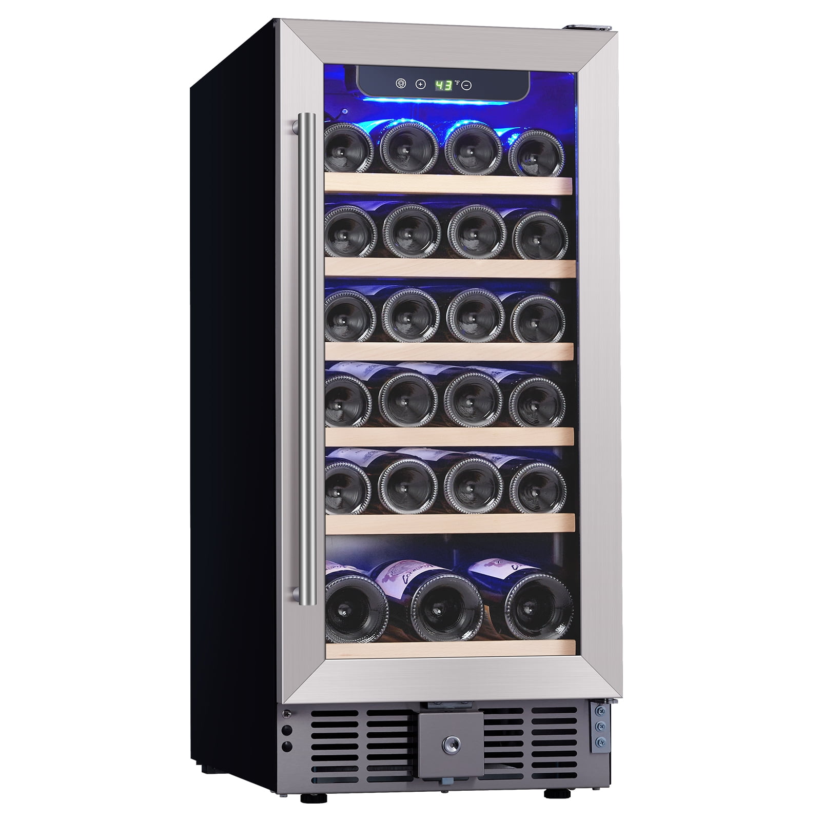 15 Inch Wine Cooler Refrigerator, 6Level Wine Storage Large