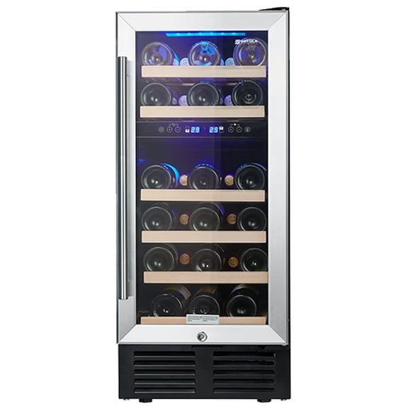 15 Inch Wine Cooler Refrigerators 28 Bottle Fast Cooling Low Noise Wine Fridge with Professional Compressor Stainless Steel, Digital Temperature Control Screen Built-in or Freestanding