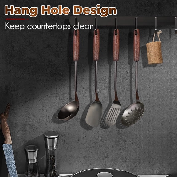 15 Inch Wok Spatula Turner and Ladle Set - 4 Piece Stainless Steel Vintage Cooking Utensils with Wooden Handles