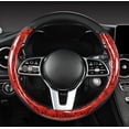 thumbnail image 1 of 15 Inch Wood Grain Steering Wheel Cover for Women Men Anti-Slip Odorless Comfortable Four Seasons Universal Car Wheel Cover Protector, Red, 1 of 3