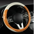 thumbnail image 1 of 15 Inch Wood Grain Steering Wheel Cover for Women Men Anti-Slip Odorless Comfortable Four Seasons Universal Car Wheel Cover Protector, Yellow, 1 of 4