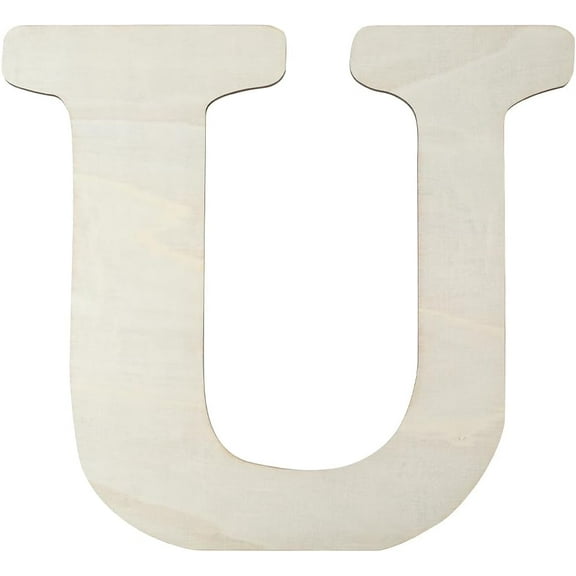 15 Inch Wood Letter U Alphabet Wood Cutouts Large Unfinished White U Word Piece Board Cut Outs Sign Thick Paintable Wooden Letters for Wall Decor Birthday Wedding Home Decoration DIY