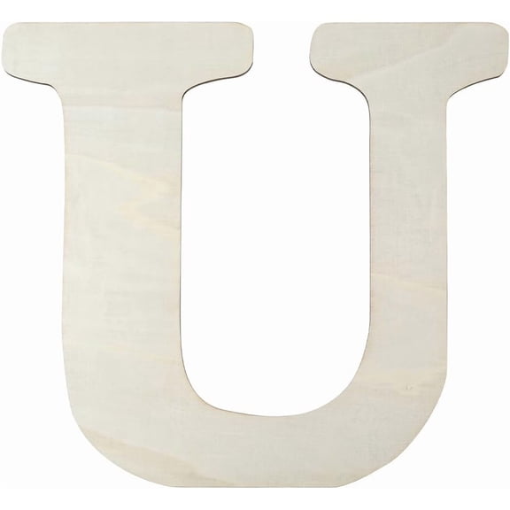 15 Inch Wood Letter U Alphabet Wood Cutouts Large Unfinished White U Word Piece Board Cut Outs Sign Thick Paintable Wooden Letters for DIY