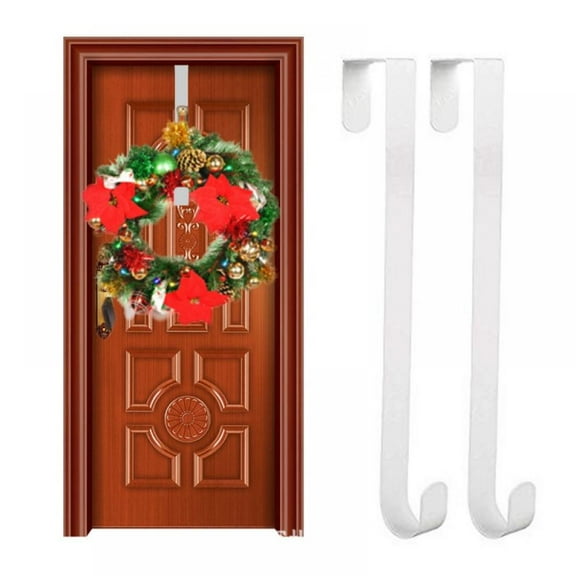 15 Inch Wreath Hooks Door Hanger 2 Pcs Metal Wreath Hanger for Front Door over the Door Hooks Christmas Garland Holder ​for Bathroom Bedroom, Coats, Towels and Holiday Wreath Decoration