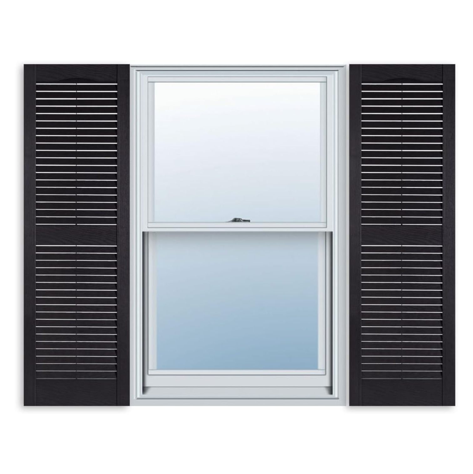 15 Inch x 47 Inch Standard Louver Exterior Vinyl Window Shutters, Black