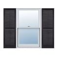 thumbnail image 1 of 15 Inch x 55 Inch Standard Louver Exterior Vinyl Window Shutters, Black (Pair), 1 of 3